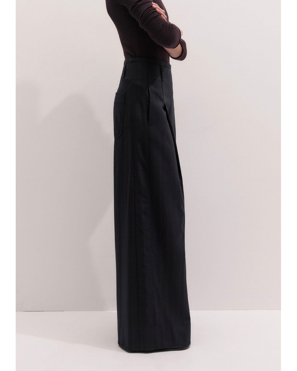 ME+EM Black Wide Leg Trouser-Barolo