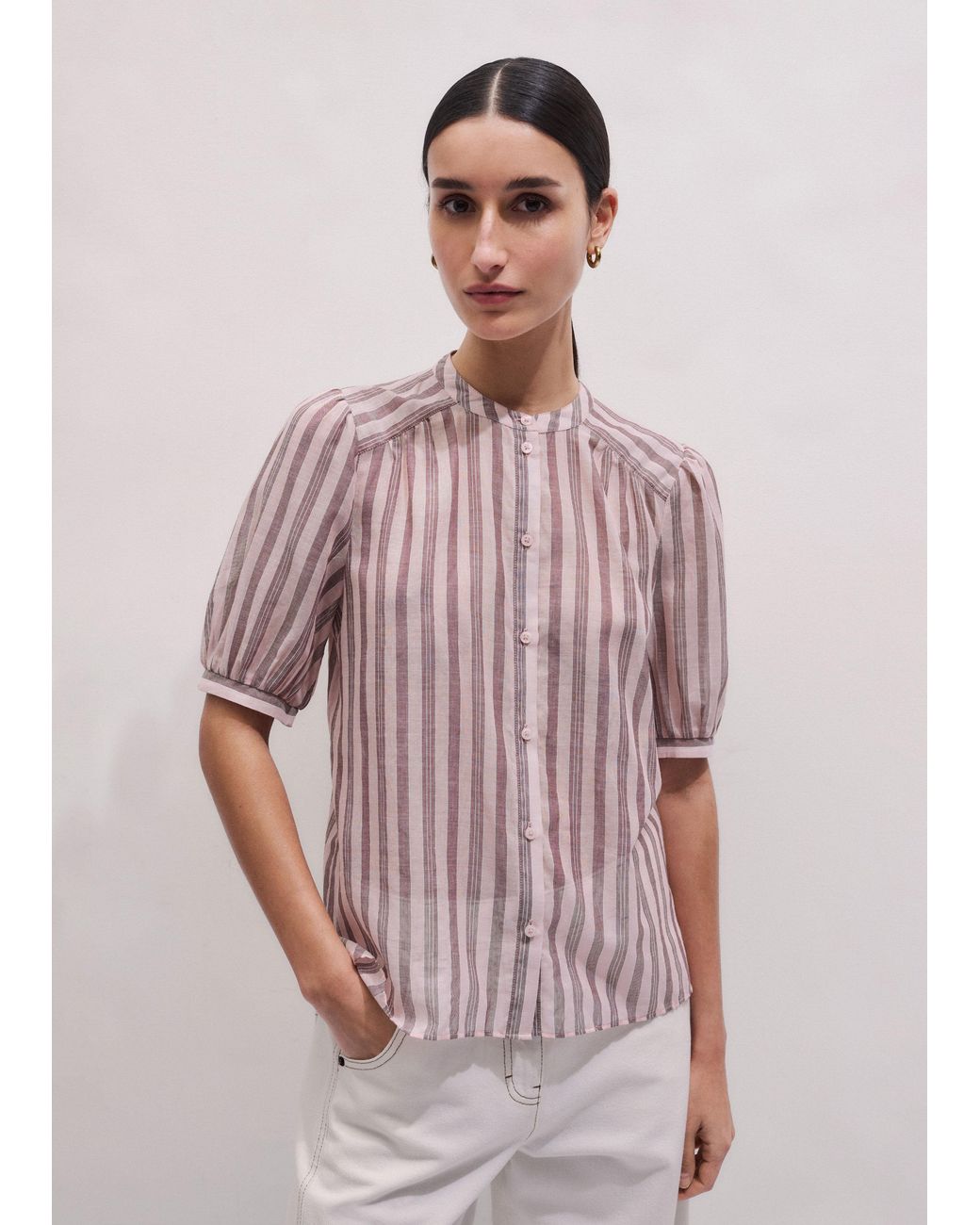 ME+EM Purple Stripe Blouse + Tie