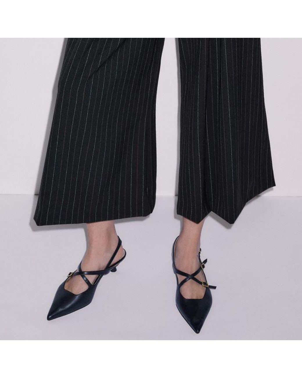 ME+EM Black Ultimate Wide Pinstripe Culotte