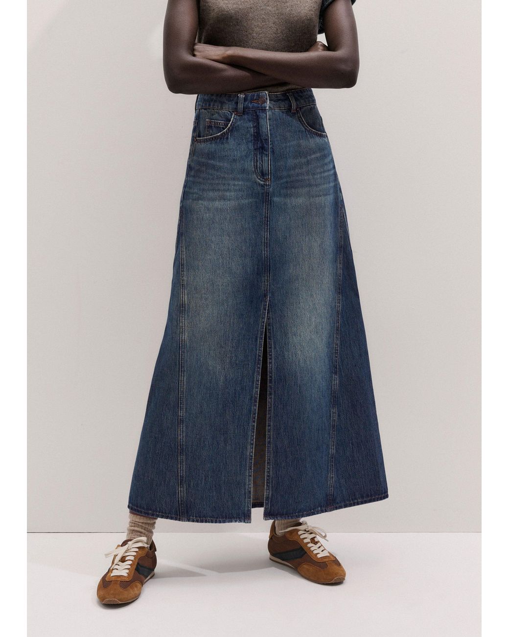 ME+EM Blue Relaxed Maxi Skirt