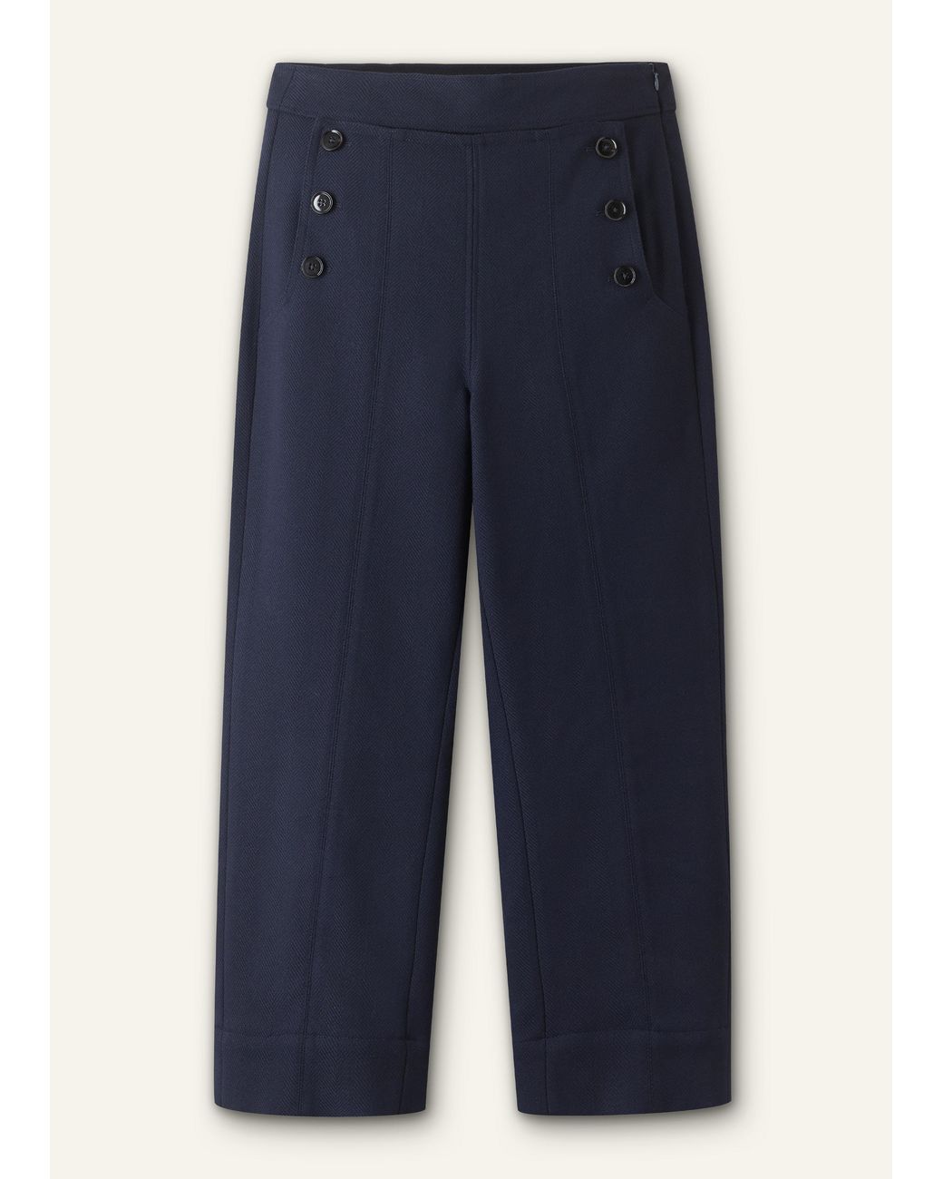 ME+EM Blue Button Front Straight Crop Trouser