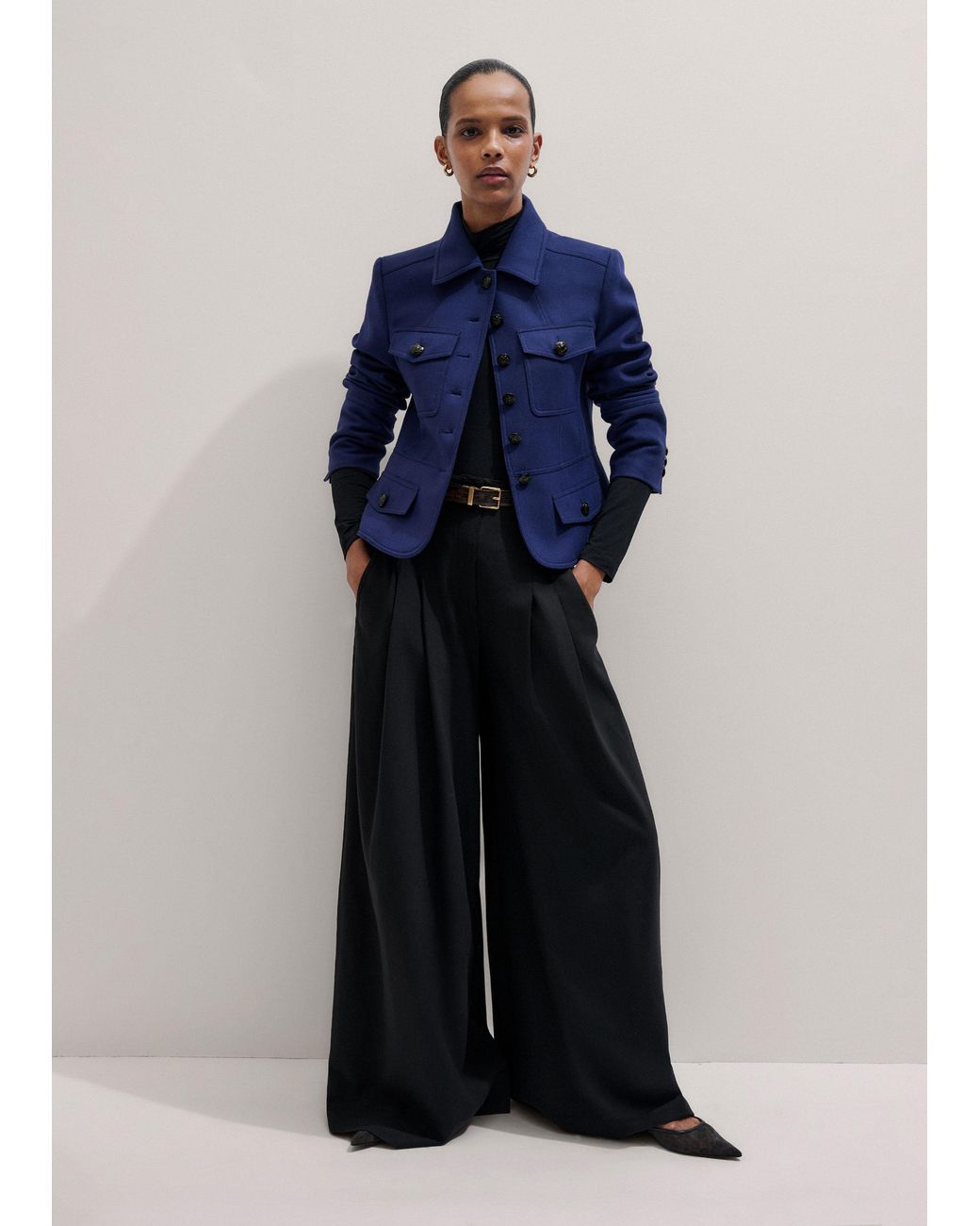 ME+EM Fitted Military Jacket in Blue | Lyst