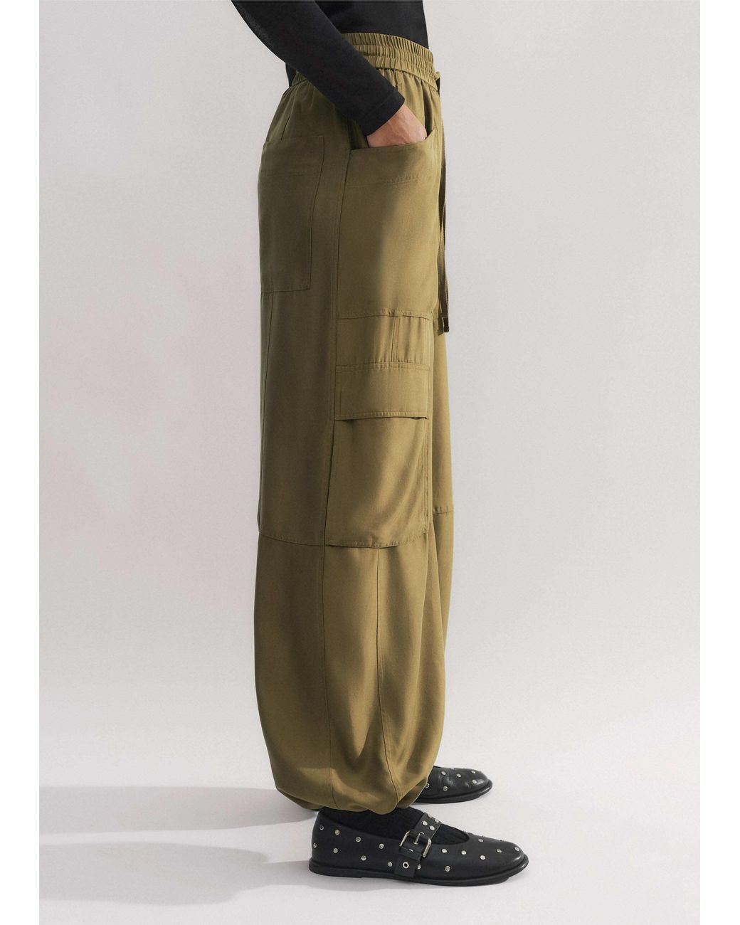 ME+EM Multicolor Washed Silk Parachute Trouser