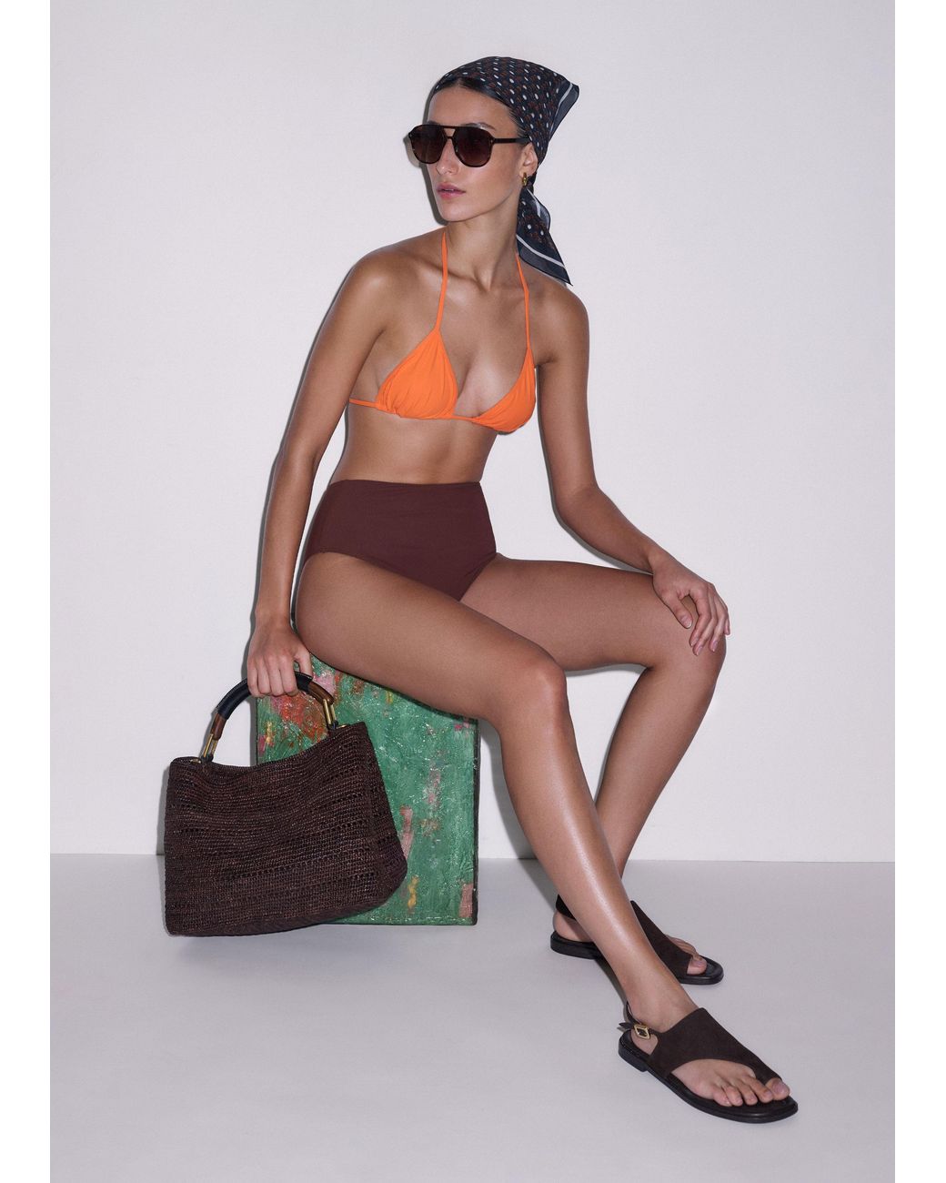 ME+EM Blue High Rise Bikini Bottom