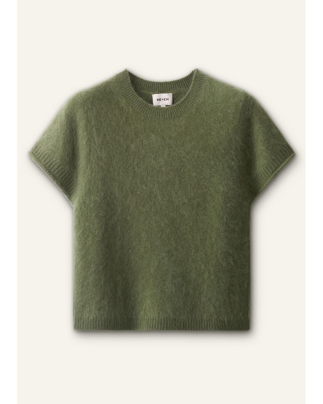ME+EM Green Brushed Wool Shrunken Baby Tee