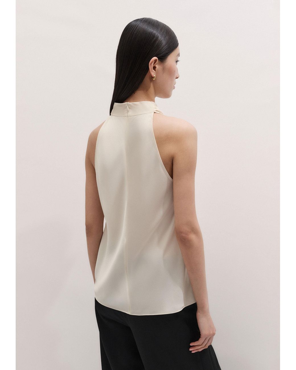 ME+EM Natural Cowl Neck Top