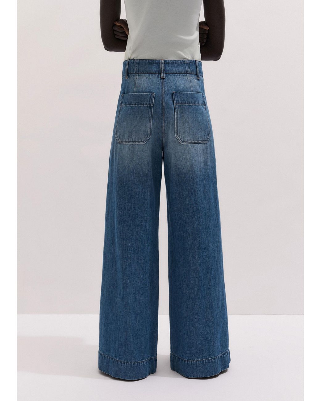 ME+EM Blue High Waist Wide-Leg Jean