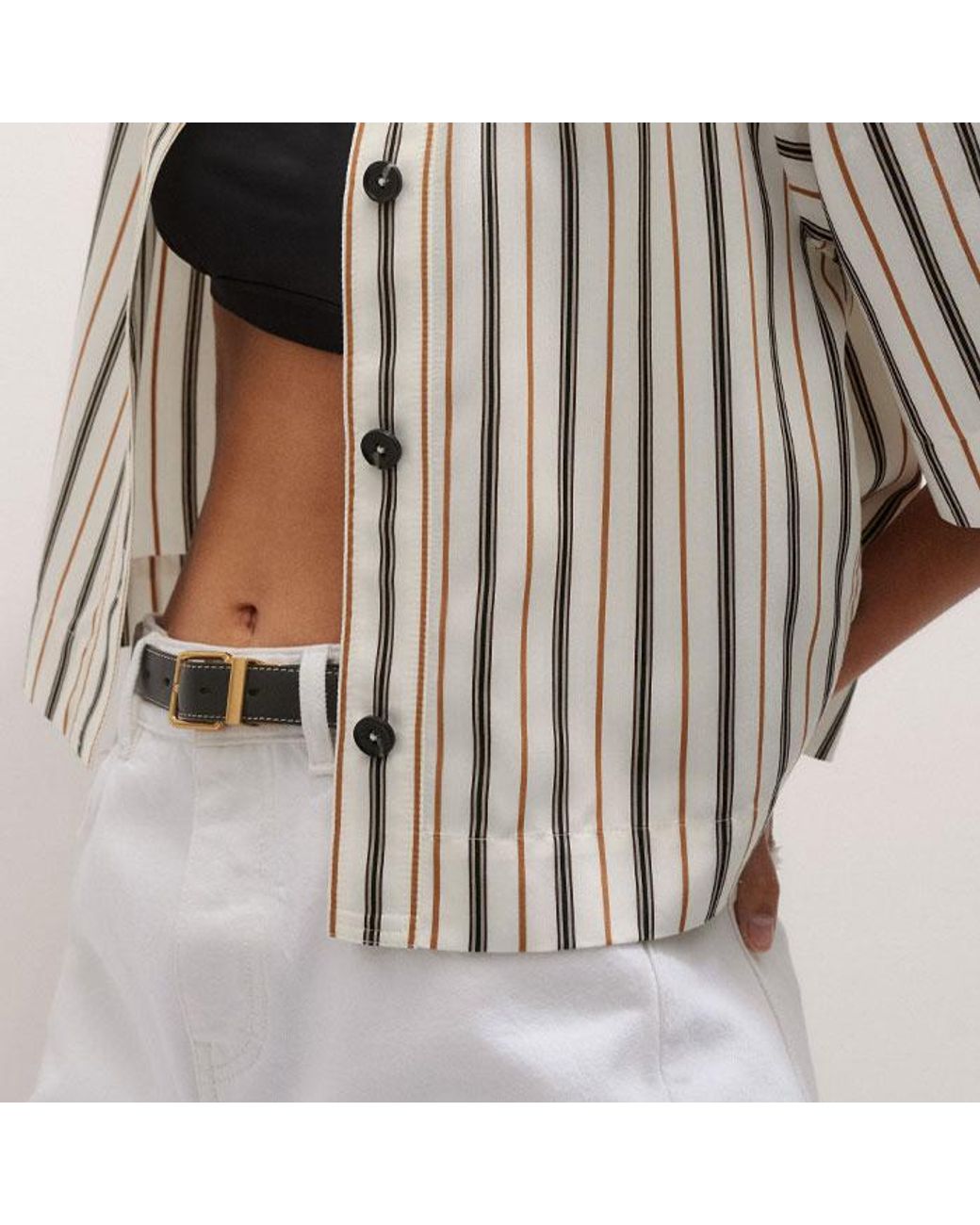 ME+EM Multicolor Fluid Crop Overshirt/Tobacco