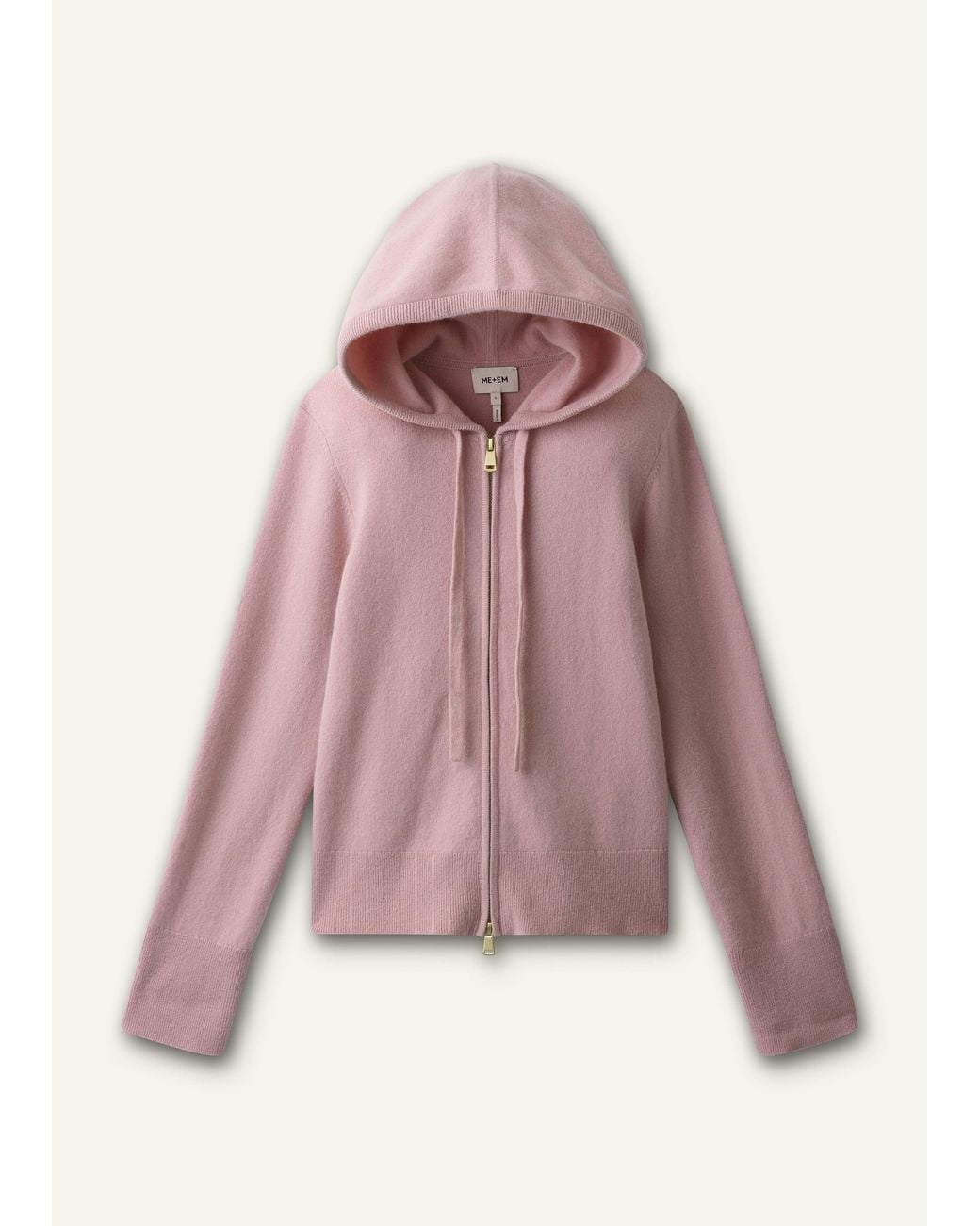 ME+EM Pink Cashmere Two Way Zip Straight Hoody