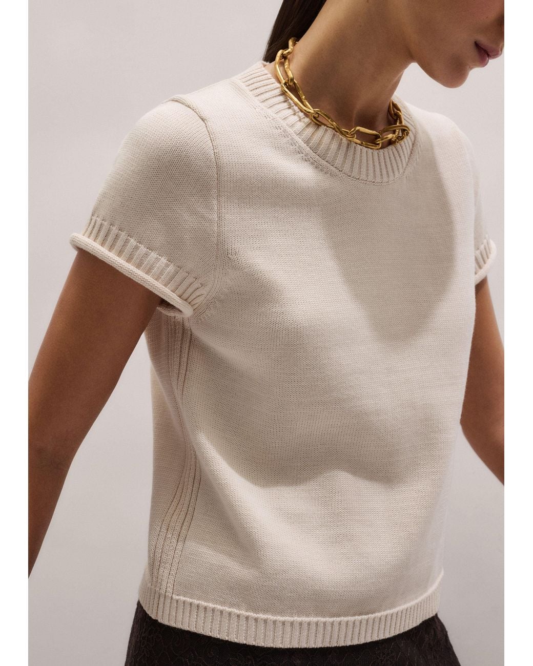 ME+EM Natural Shrunken Straight Knit Baby Tee