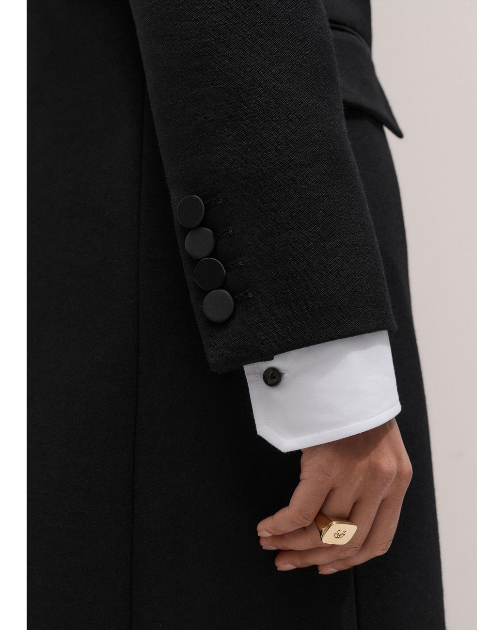 ME+EM Black Sharp Shoulder Tux Coat