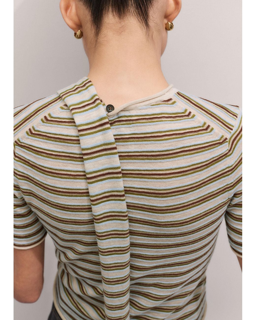 ME+EM Brown Barely There Micro Stripe Slim Tee + Tie
