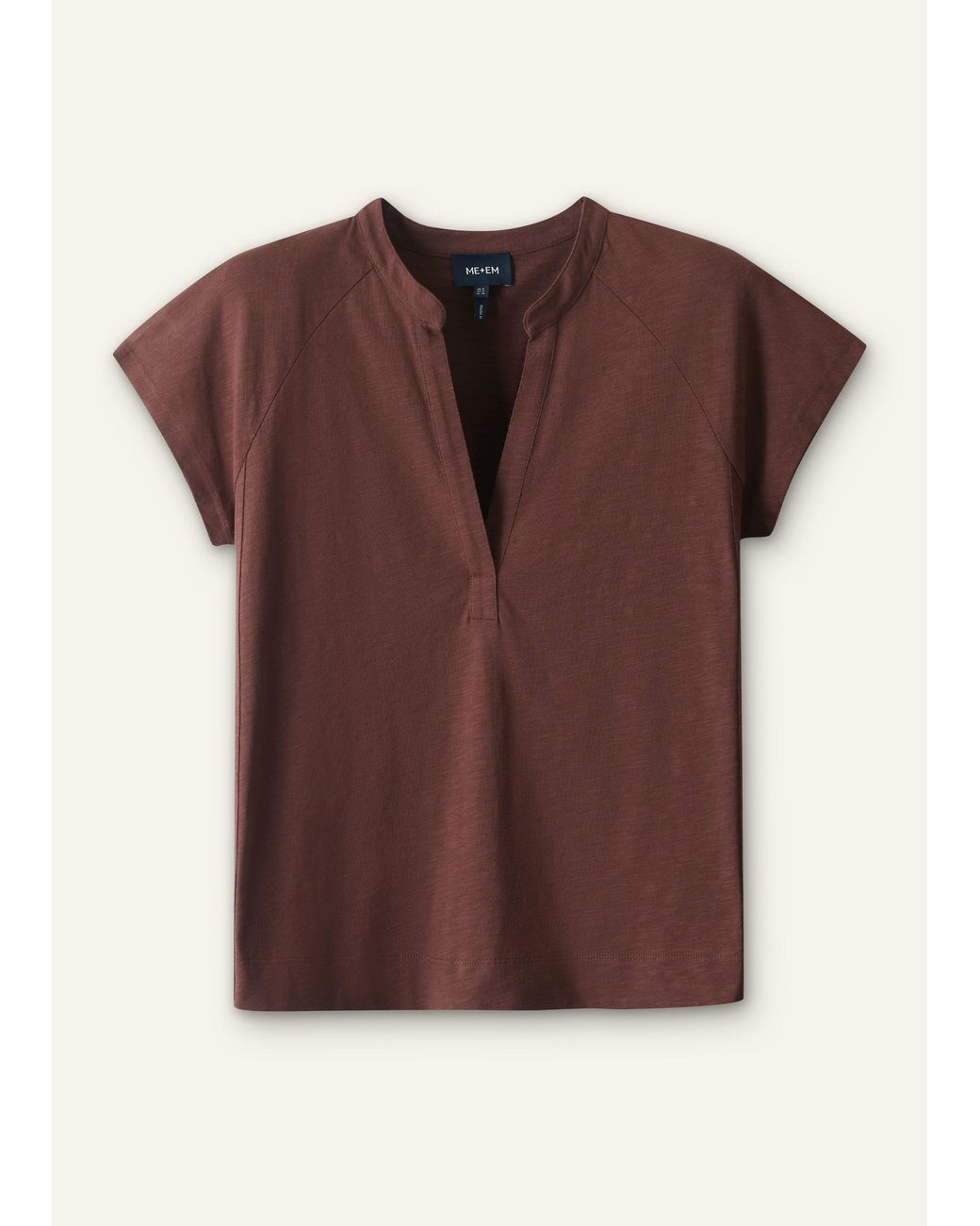 ME+EM Brown Open Placket Swing Top