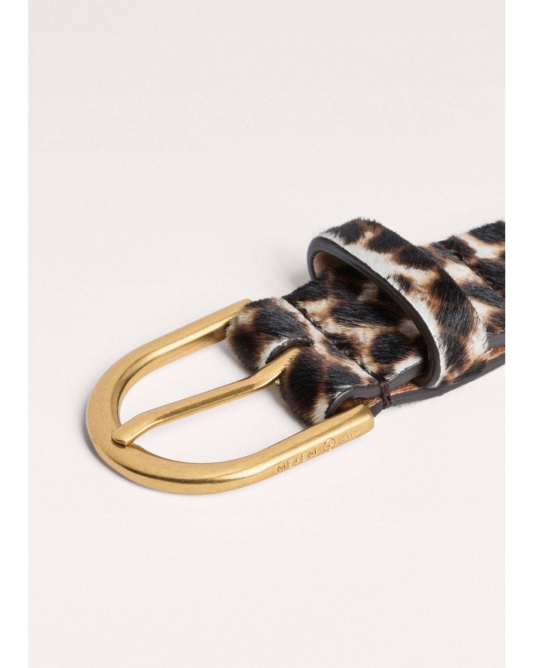 ME+EM Black 30Mm Winter Leopard Hair Belt Off-Chocolate