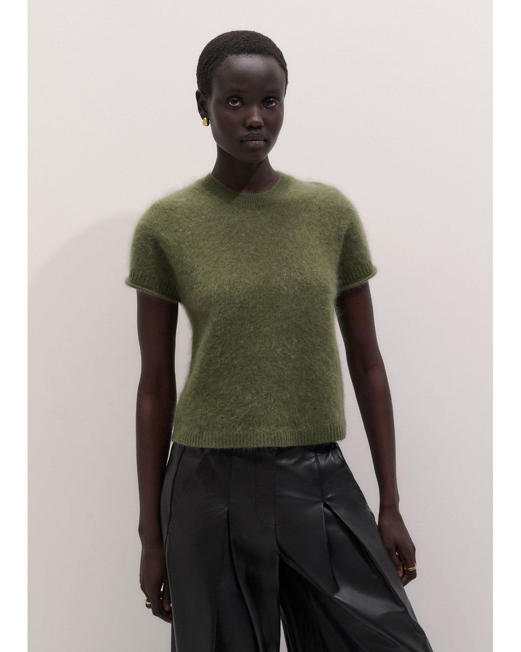 ME+EM Green Brushed Wool Shrunken Baby Tee
