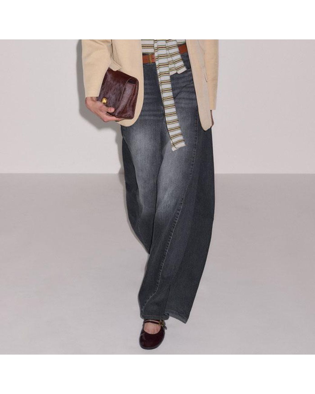 ME+EM Brown Barely There Micro Stripe Slim Tee + Tie