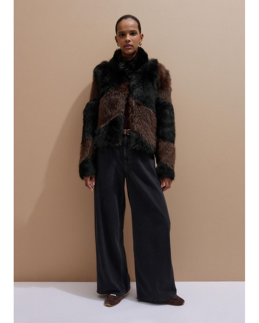 ME+EM Black Statement Patchwork Coat