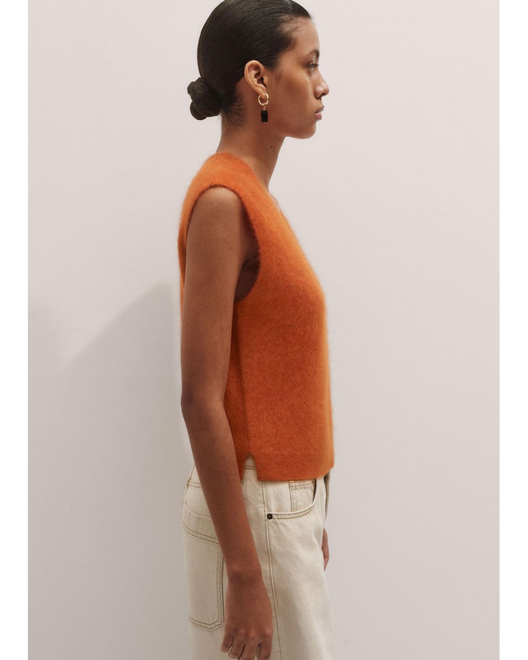 ME+EM Orange V-Neck Straight Vest