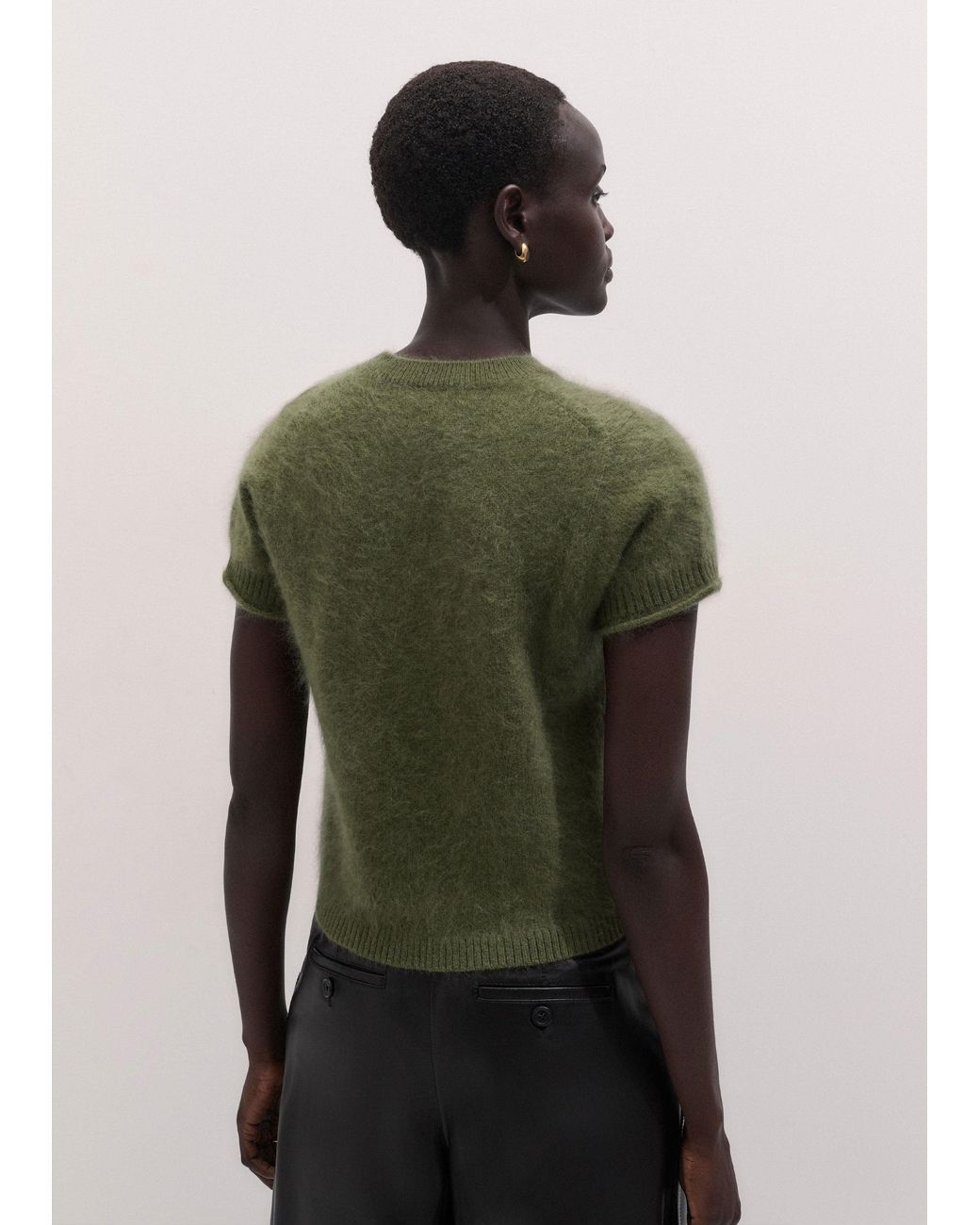 ME+EM Green Brushed Wool Shrunken Baby Tee
