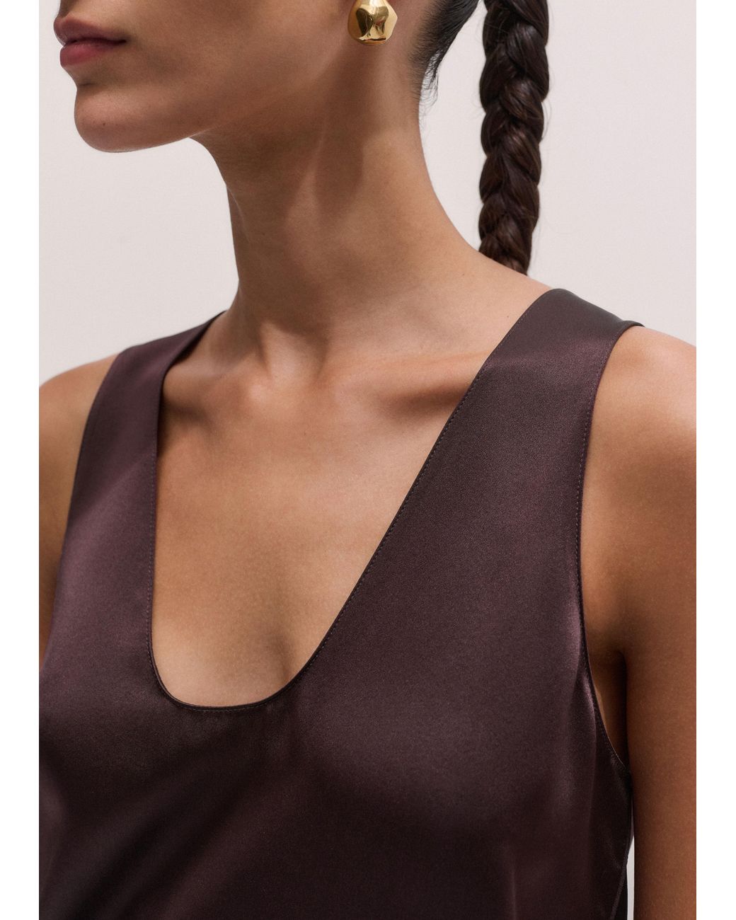 ME+EM Black Silk Satin Tank Top