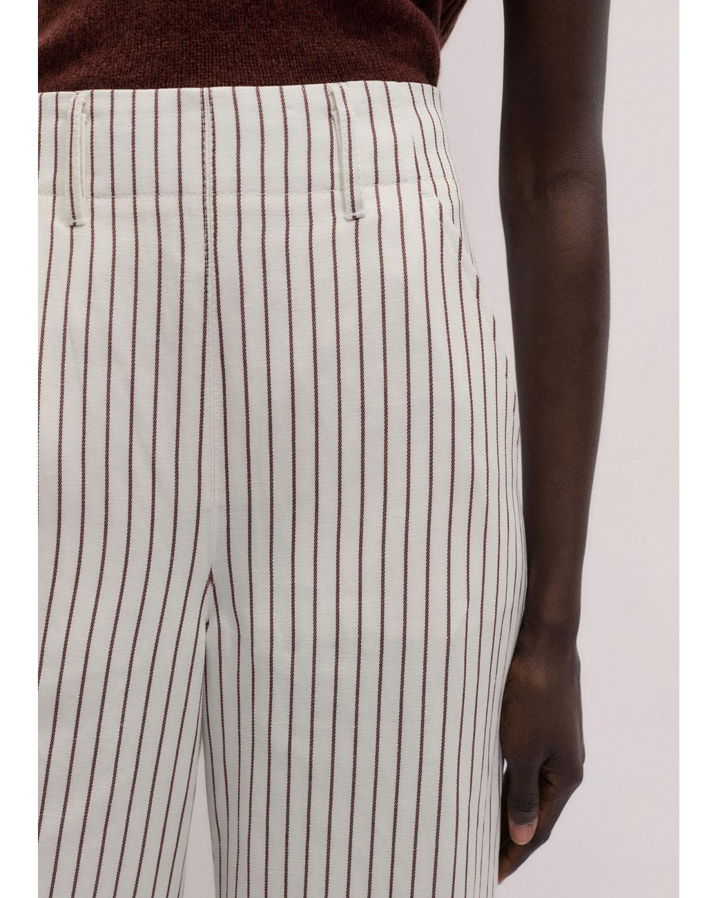 ME+EM Gray High Waist Wide-Leg Trouser Ivory-Cinnamon