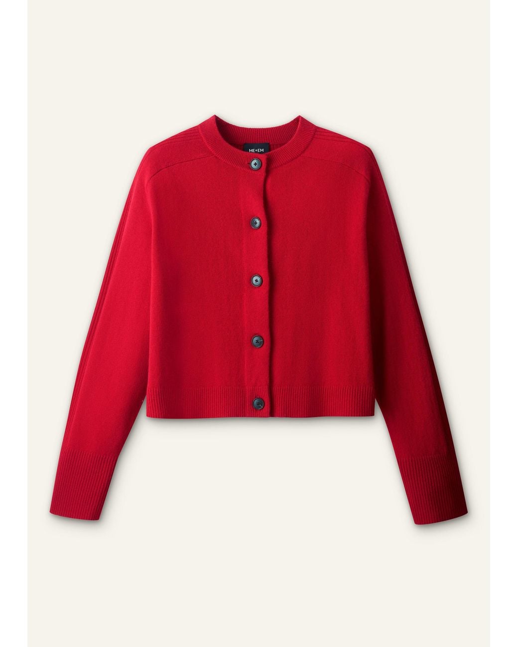 ME+EM Red Merino Cashmere Saddle Shoulder Cardigan