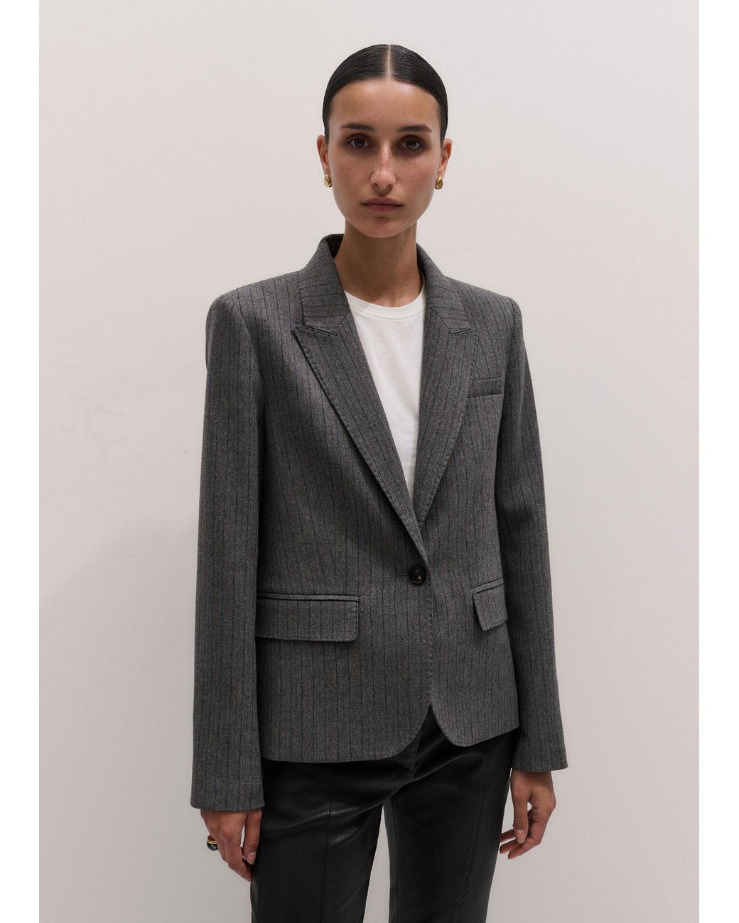 ME+EM Black Short Sharp Shoulder Blazer