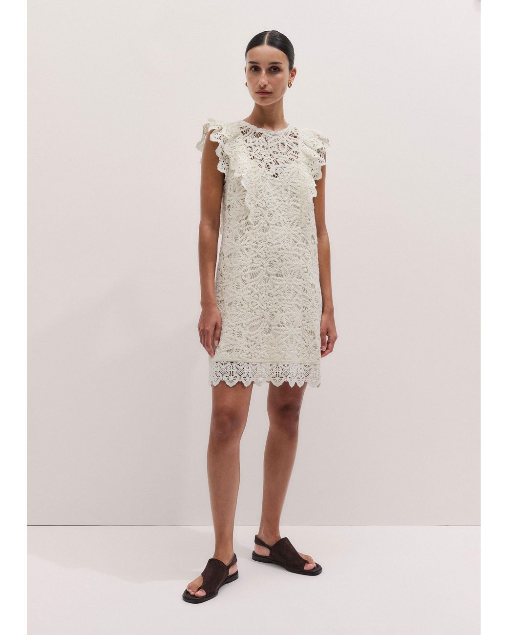 ME+EM White Cotton Lace Mini Dress + Slip