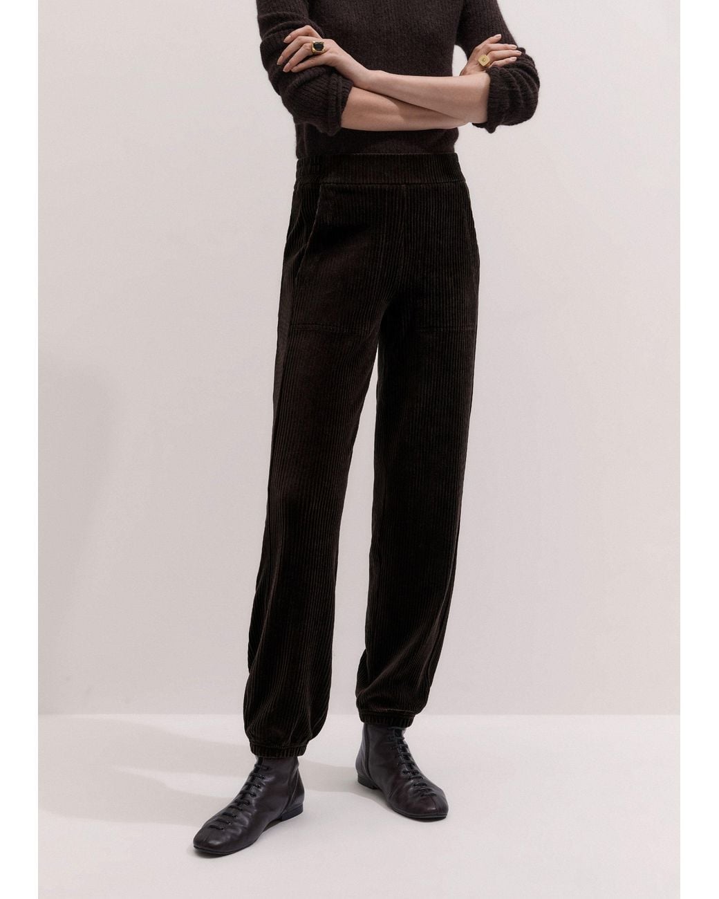 ME+EM Black Jumbo Cord Velour Joggers