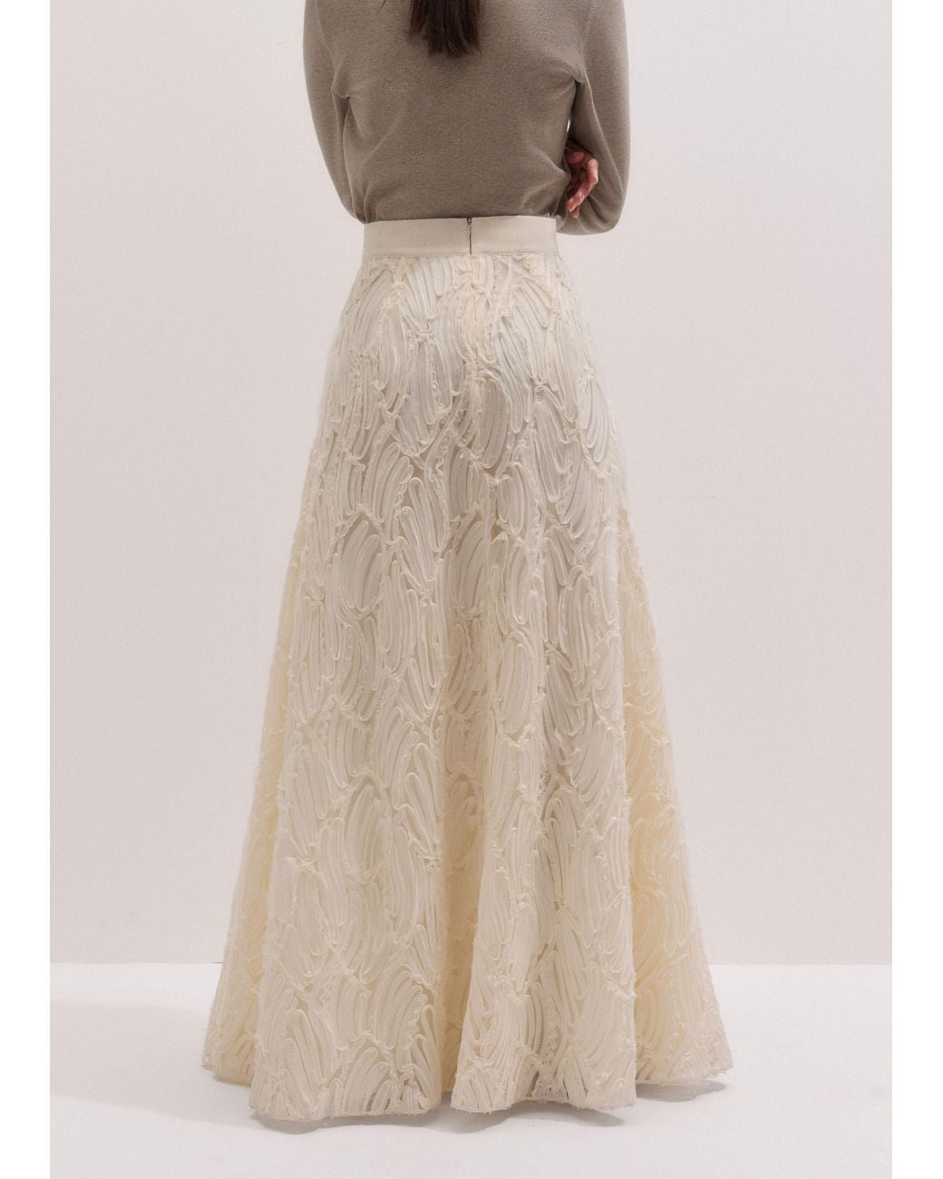 ME+EM Black Ribbon Tulle Fit And Flare Full Length Skirt