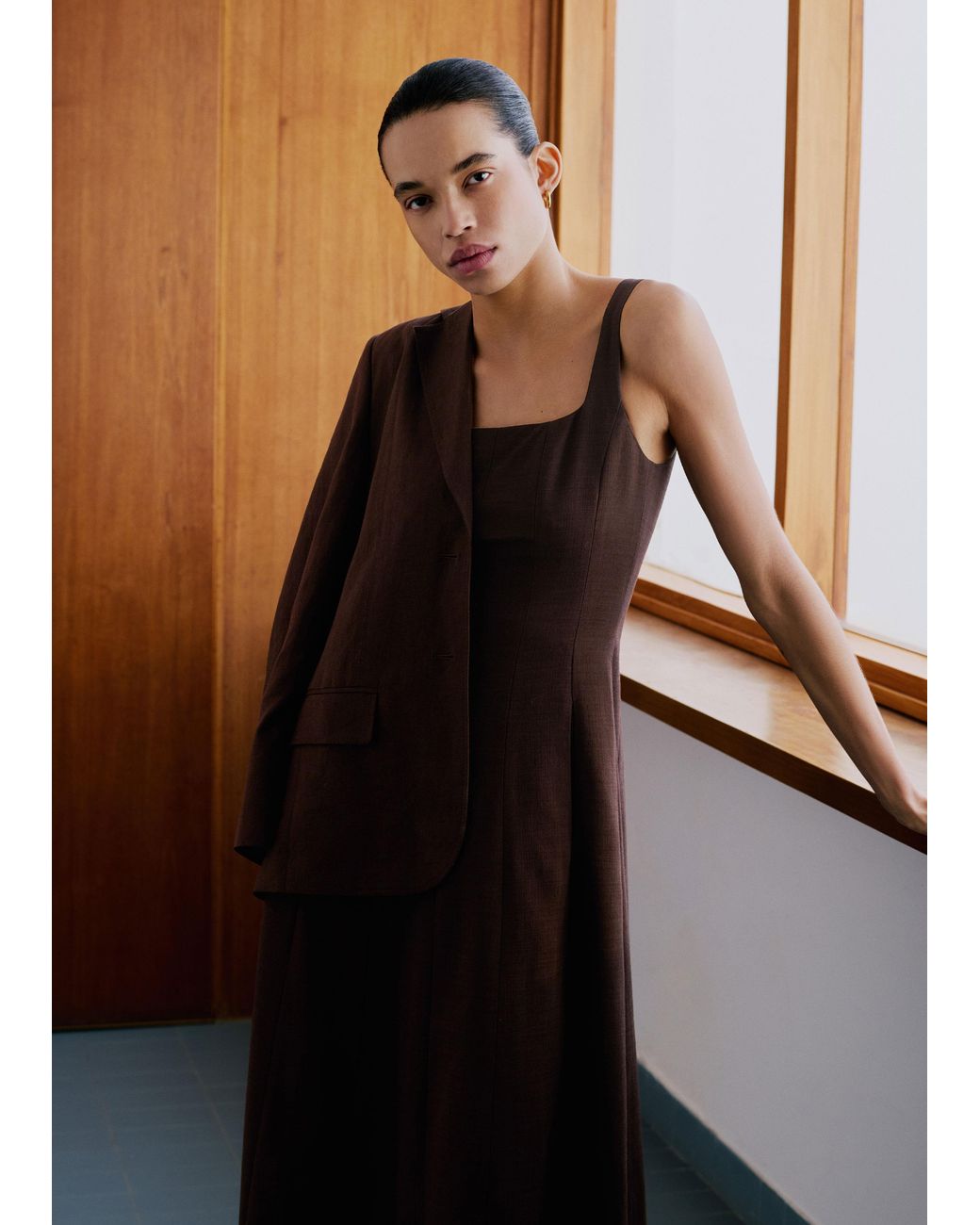 ME+EM Natural Contour Seamed Maxi Dress