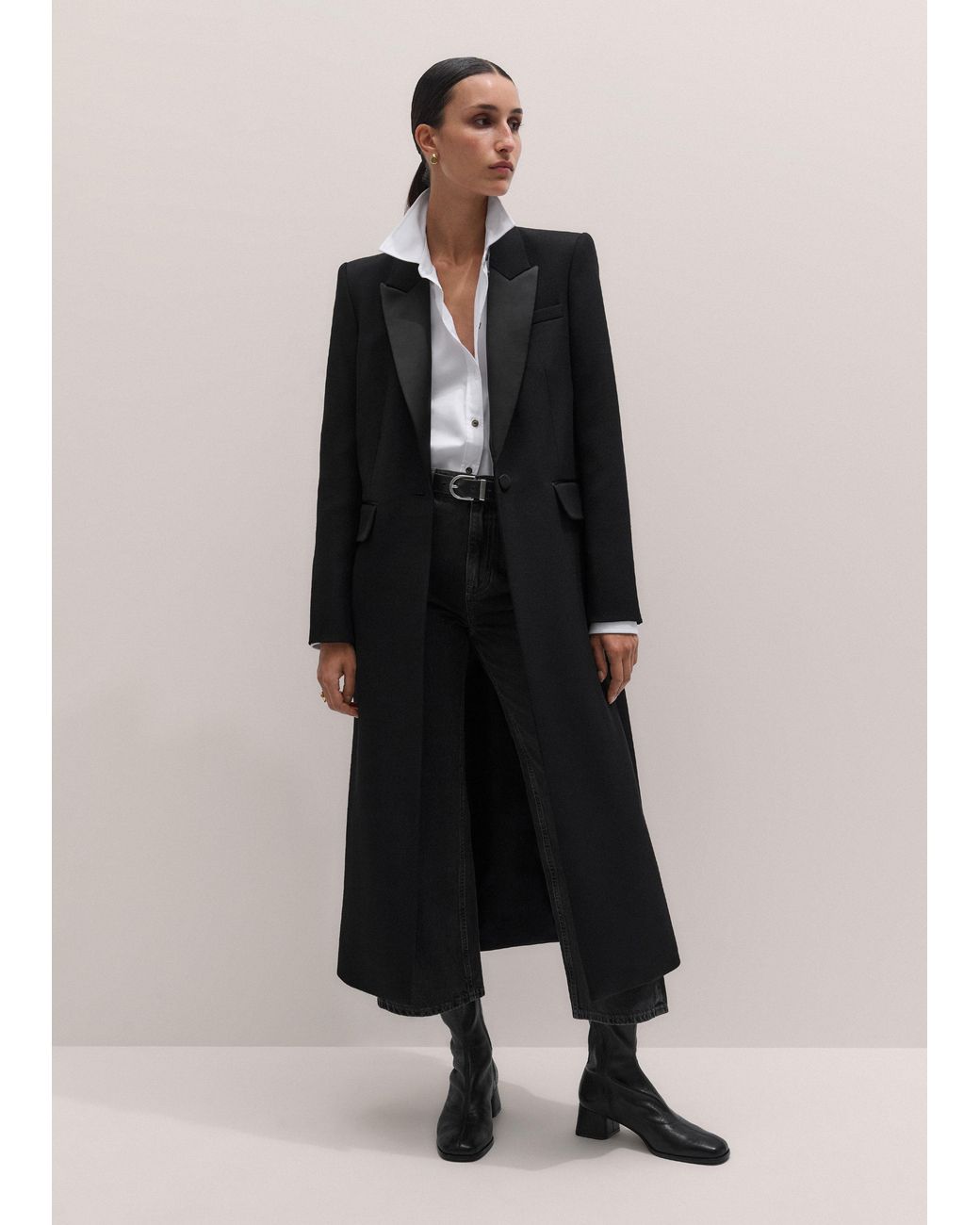 ME+EM Black Sharp Shoulder Tux Coat