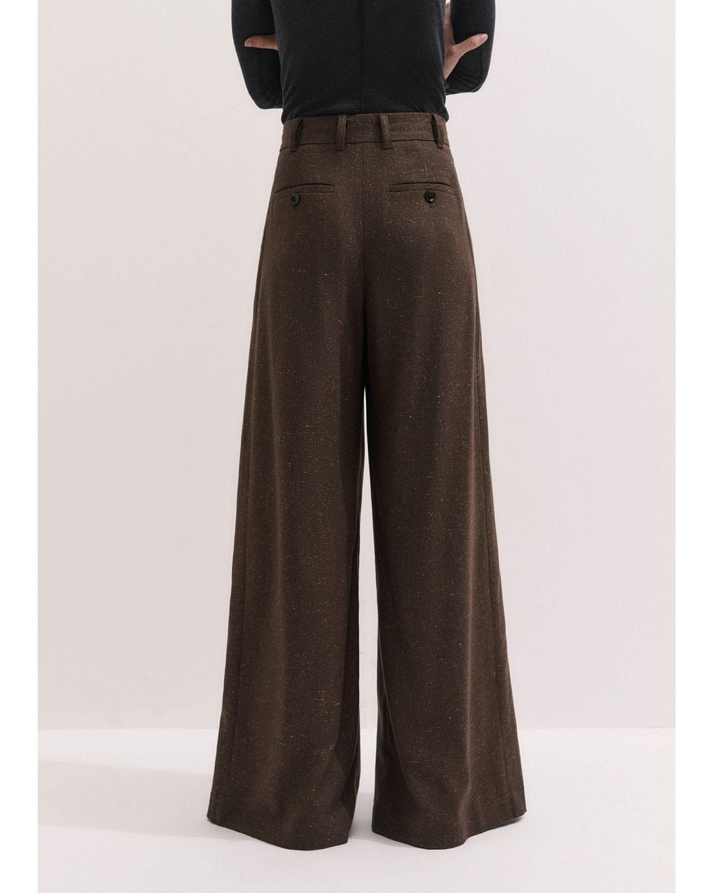 ME+EM Black Wide Perfect Pleat Trouser