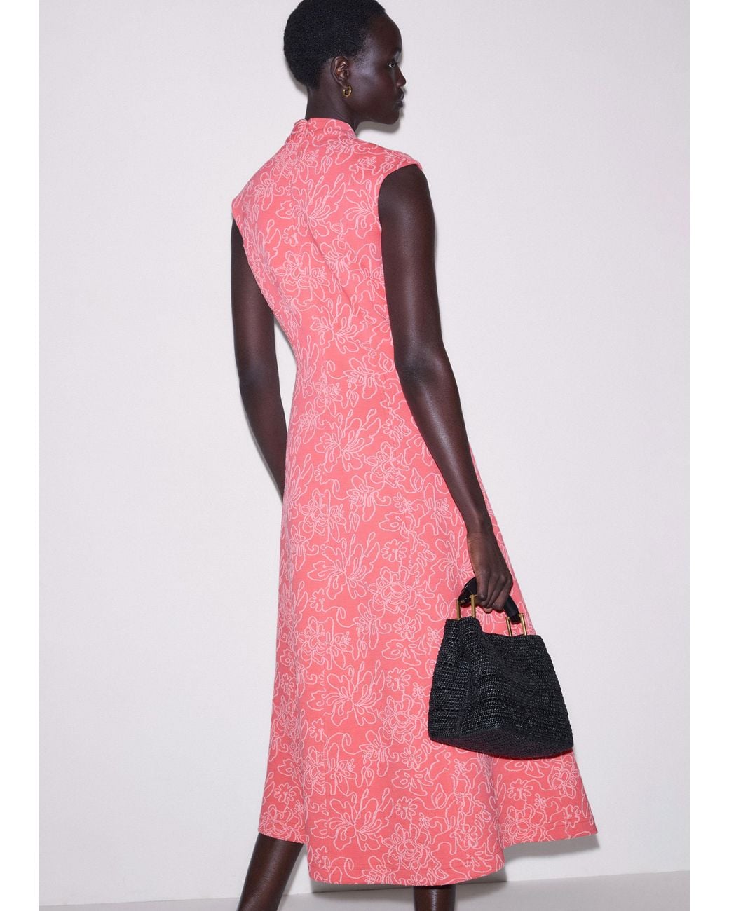 ME+EM Pink Panelled Fit And Flare Maxi Dress Candy Coral-Blush