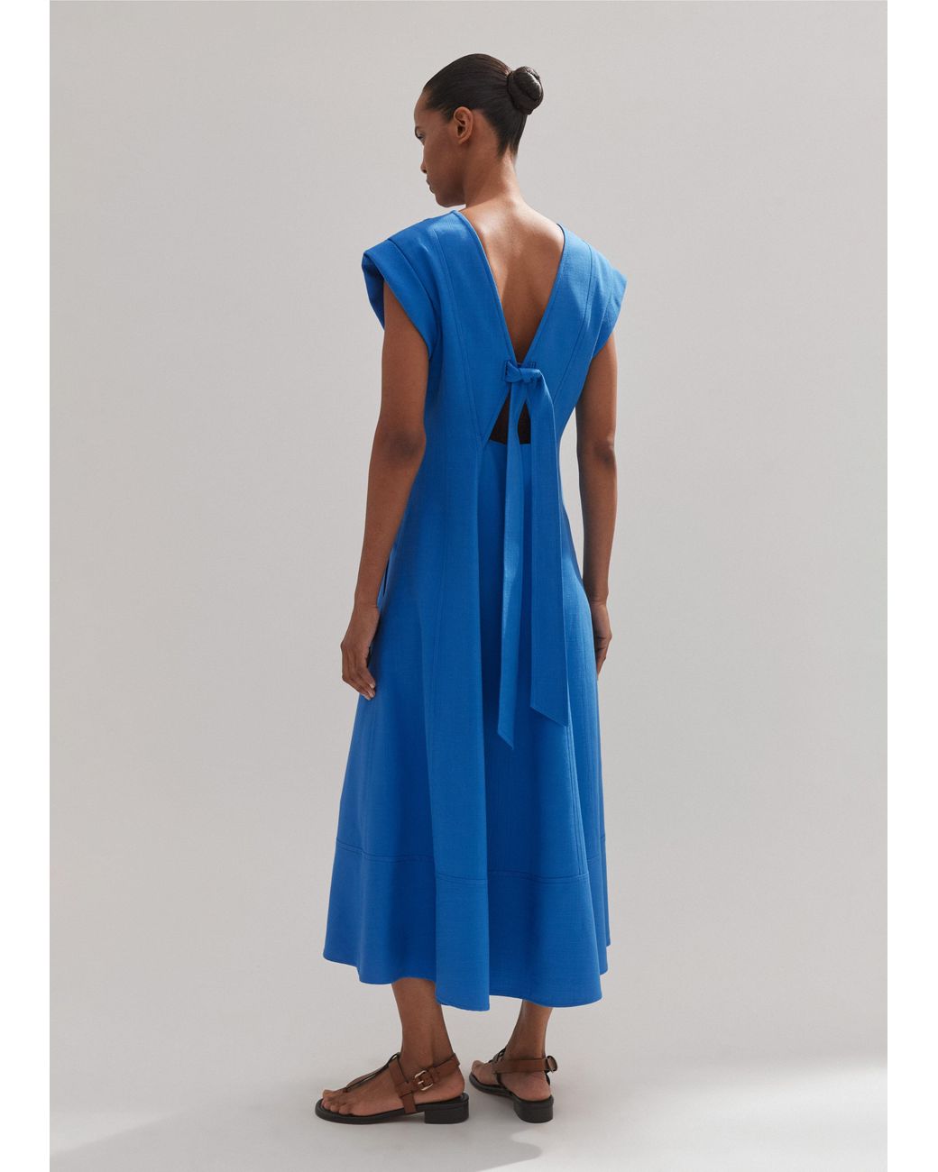 knee length dresses for ladies Linen Fit-and-Flare Midi Dress – The Prancing Hare
