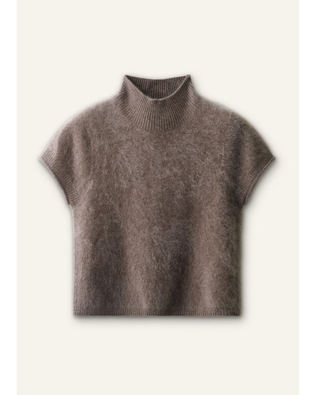 ME+EM Multicolor Brushed Cashmere High Neck Knit Baby Tee Heather Melange