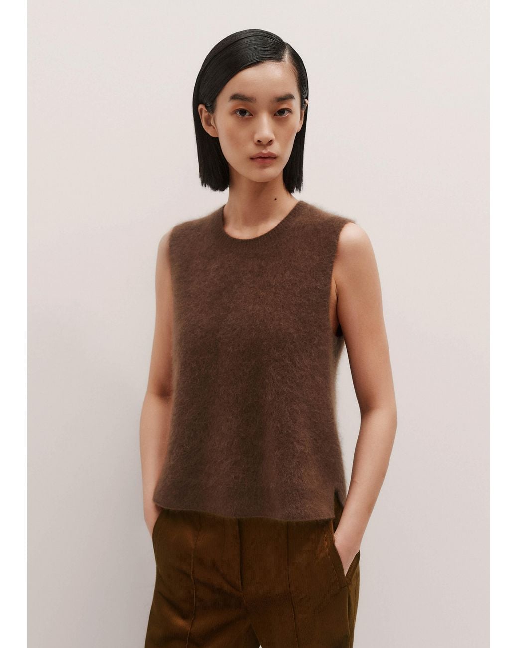 ME+EM Brown Straight Sweater Vest