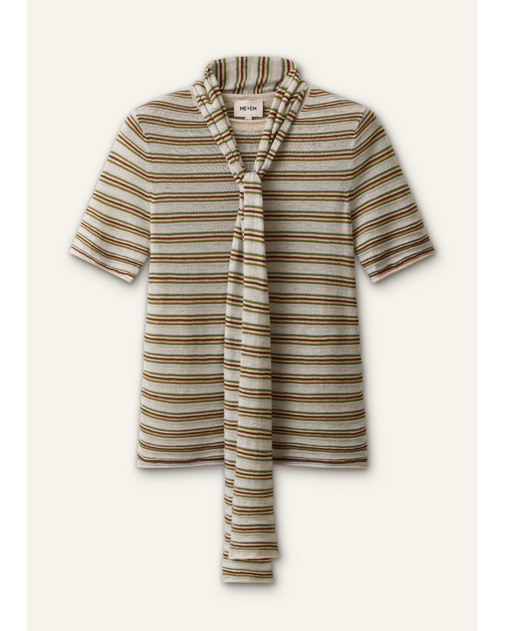 ME+EM Brown Barely There Micro Stripe Slim Tee + Tie