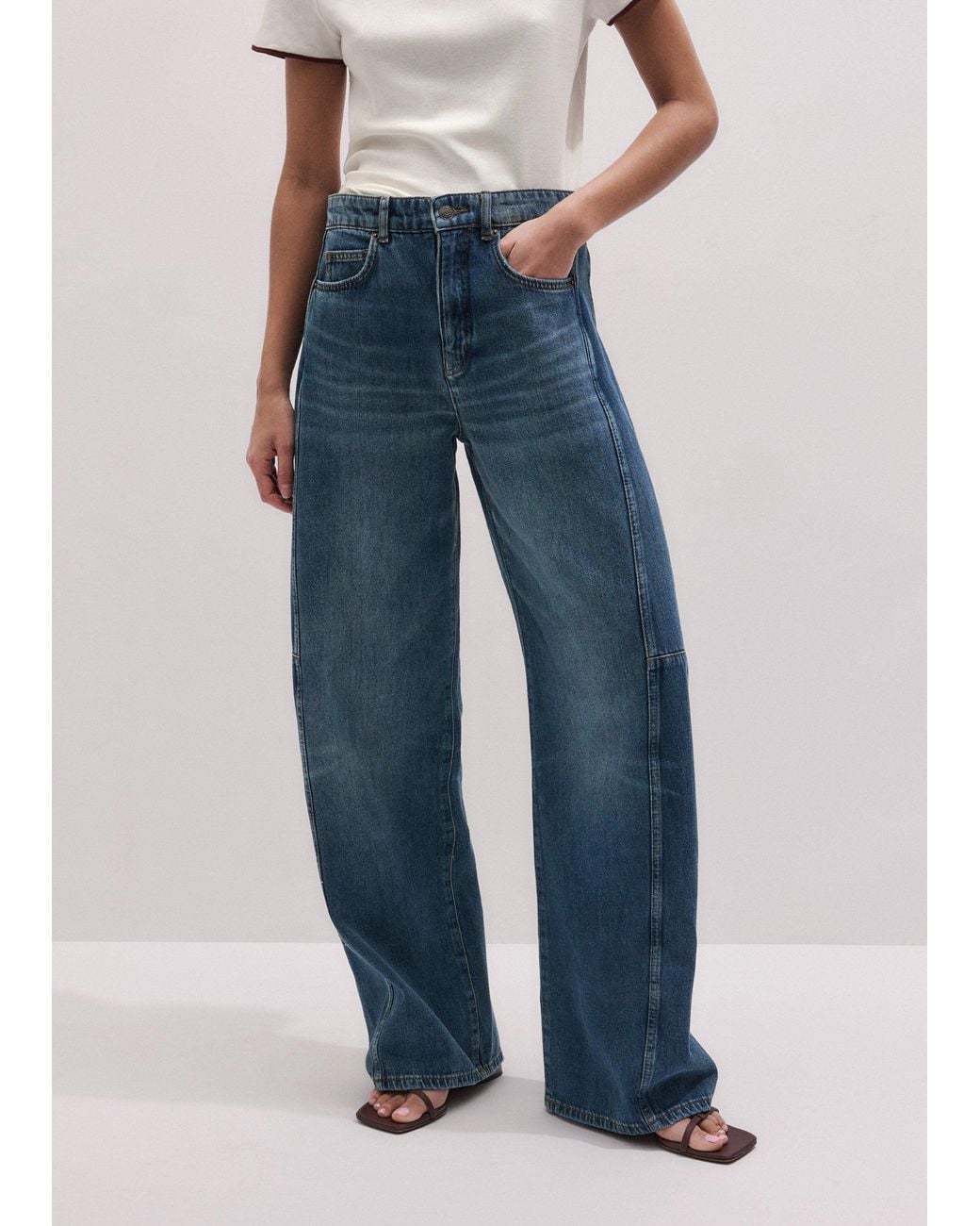ME+EM Blue Exaggerated Tapered Jean