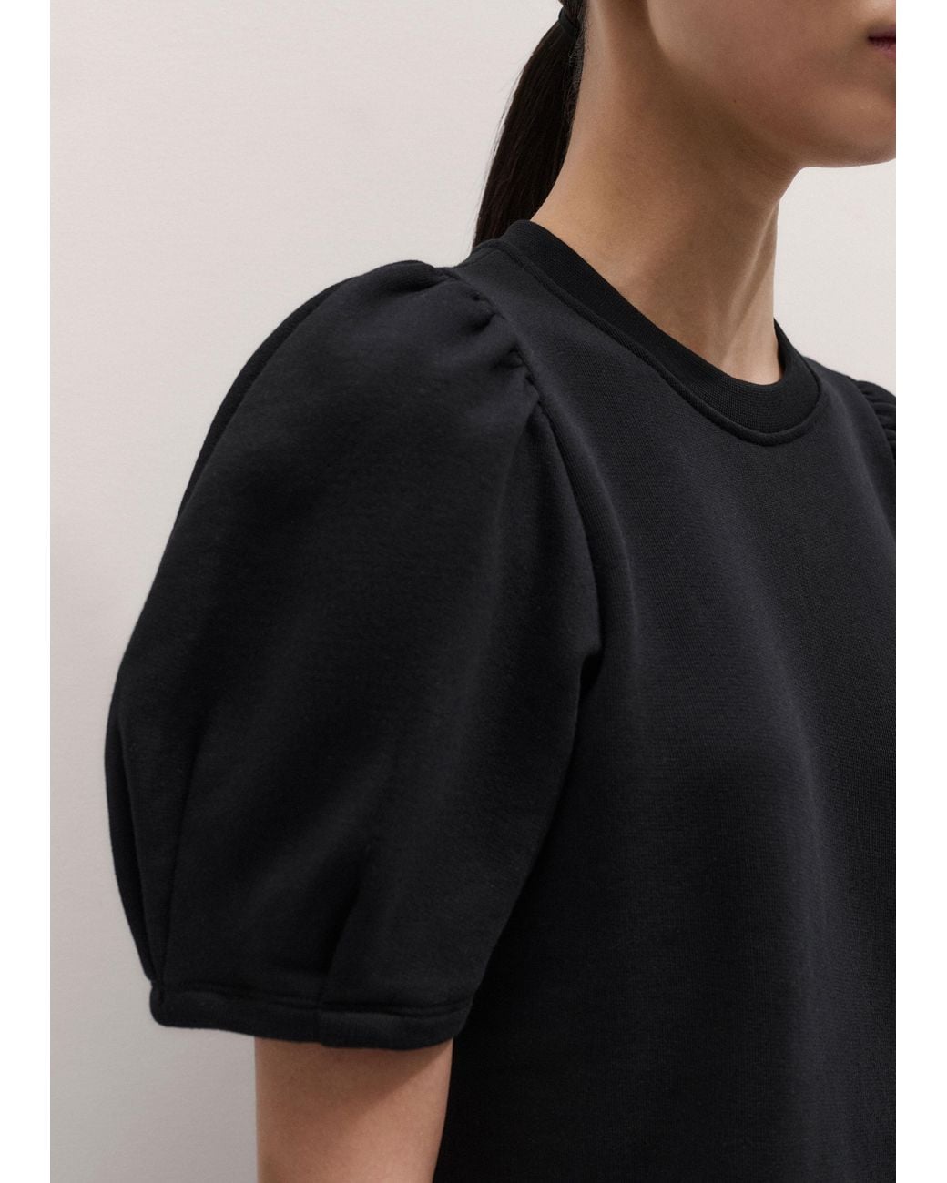 ME+EM Black Puff Sleeve Sweatshirt Tee