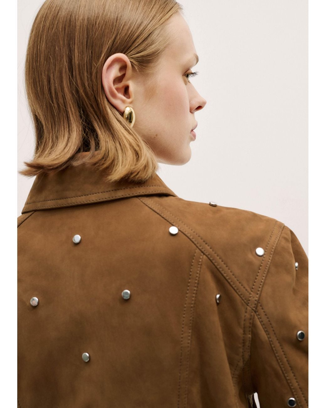ME+EM Brown Relaxed Embellished Stud Jacket