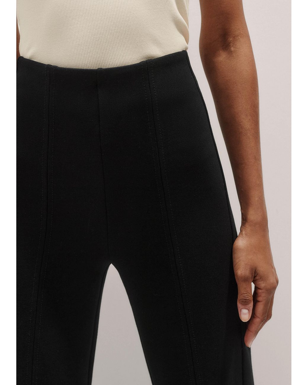 ME+EM Black Travel Tailoring Kick Flare Trouser