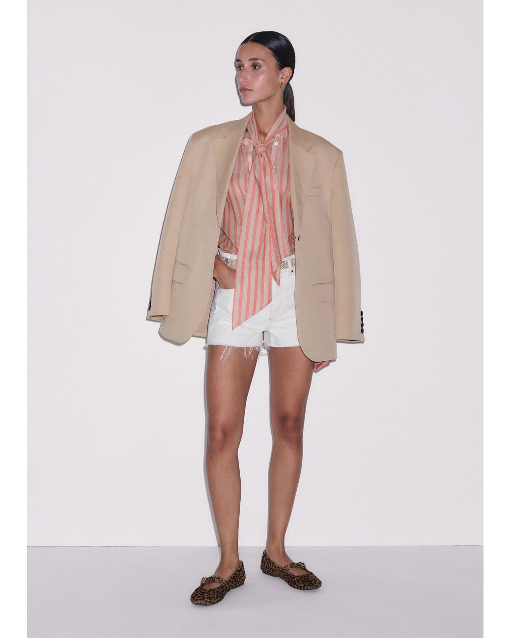 ME+EM Pink Stripe Blouse + Tie