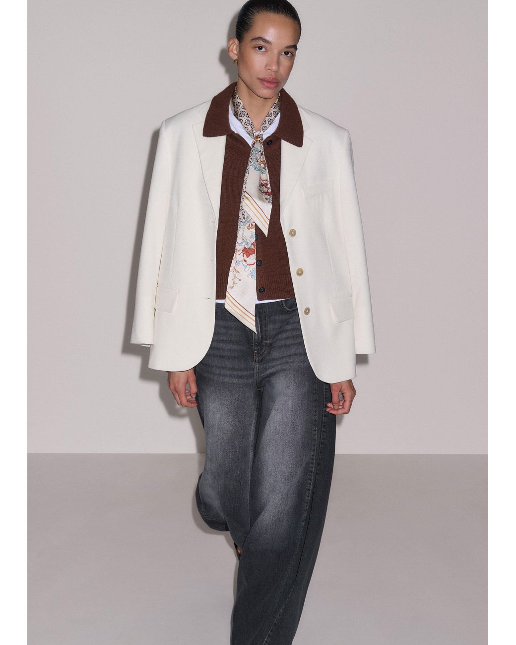 ME+EM Blue Cashmere Straight Button Through Cardigan