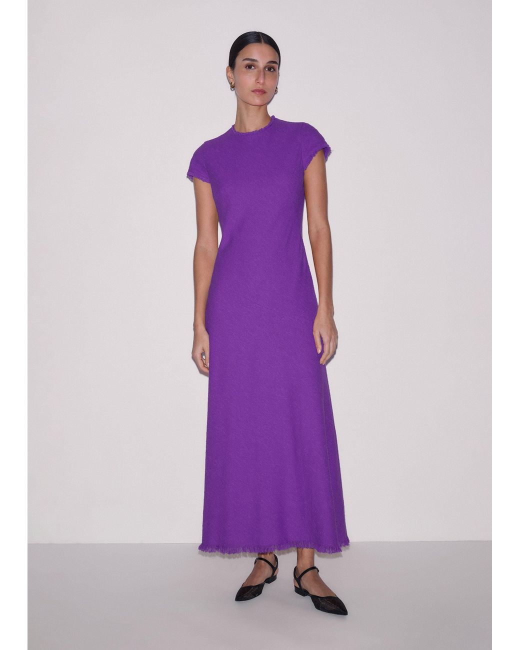 ME+EM Purple Bias Cut Am-Pm Maxi Dress