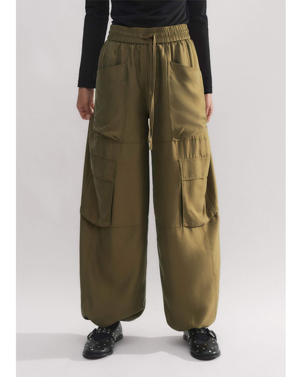 ME+EM Multicolor Washed Silk Parachute Trouser