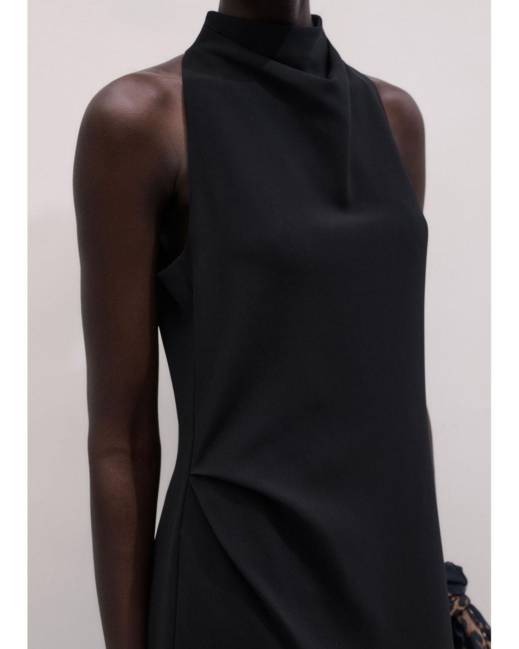 ME+EM Blue Draped Neckline Straight Full Length Dress