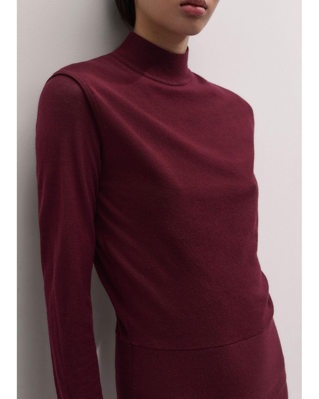 ME+EM Red High Neck Knit Maxi Dress + Layering Top