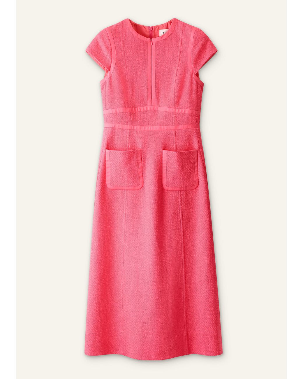 ME+EM Pink Contrast Binding Fit And Flare Midi Dress
