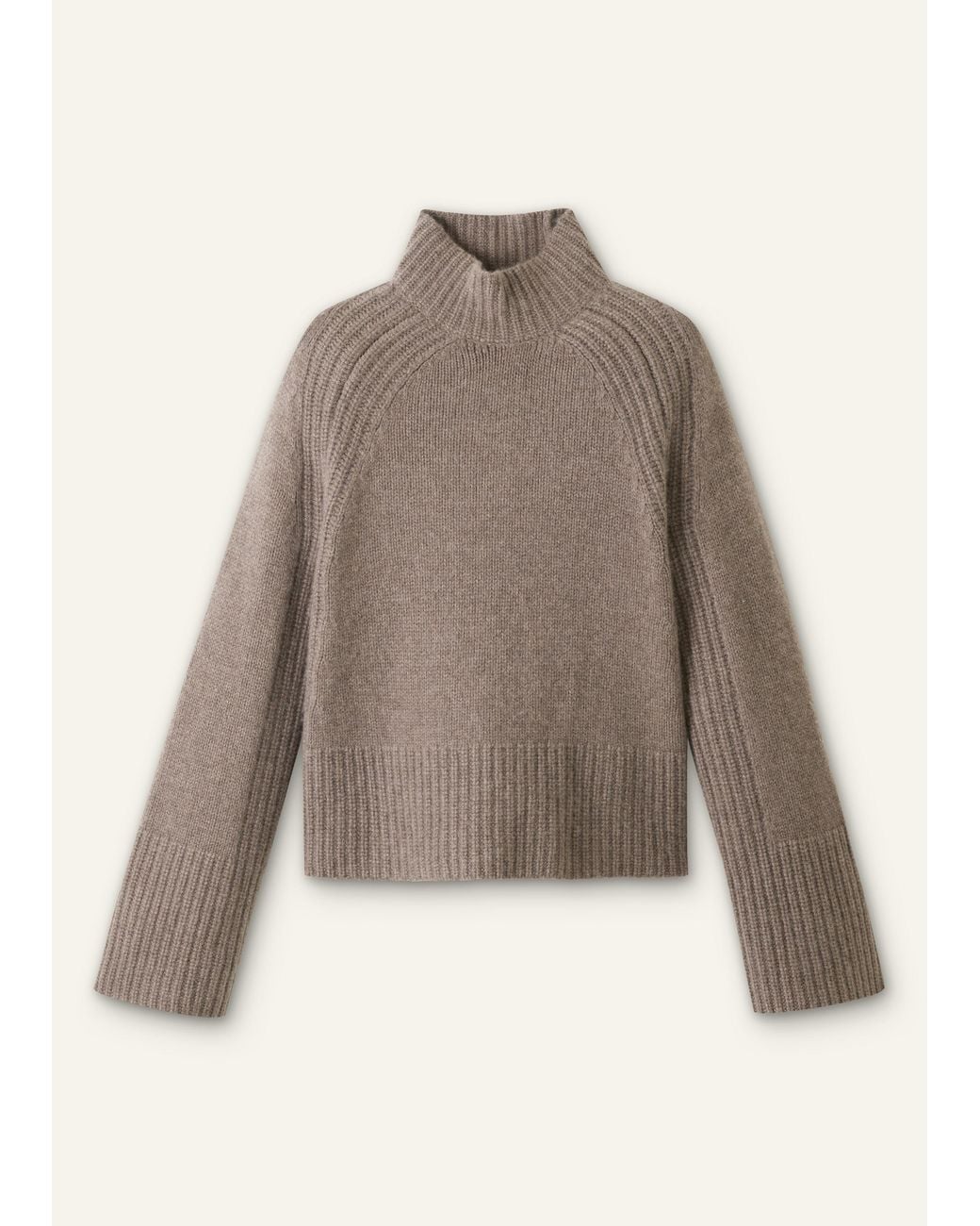 ME+EM Gray Cashmere High Neck Statement Jumper